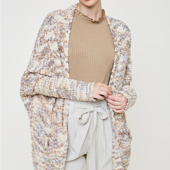 Hayden Dolman Sleeve Cardigan Sweater SZ M/L cappuccino neutral chenille pockets - Picture 1 of 6